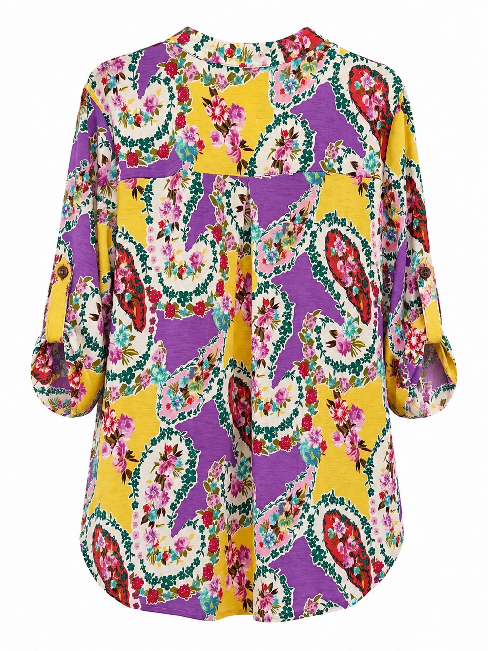 Dear Scarlett Lizzy Blouse - Purple & Yellow Floral Split Neck - Picture 3 of 3